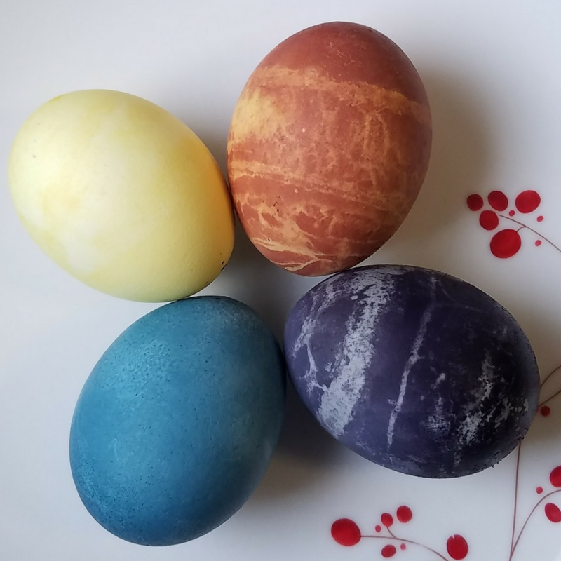 Striped, Solid, Marbled Natural-Dyed Eggs